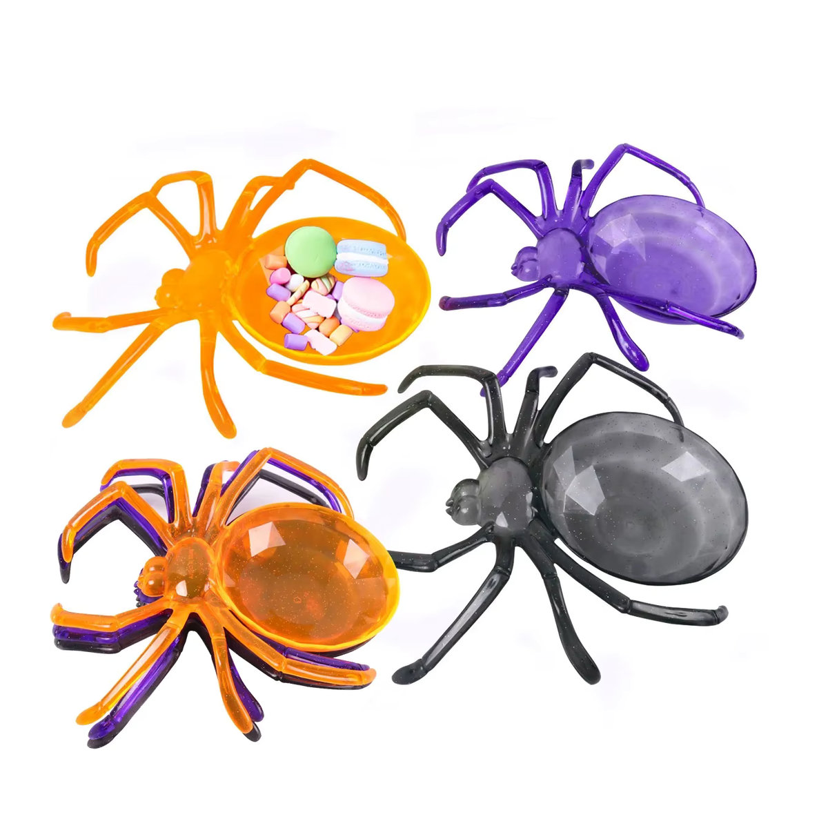 Halloween Spinnen Servierschale aus Kunststoff in Orange und Mehrfarbig für Süßigkeiten und Dekoration - Bild 6