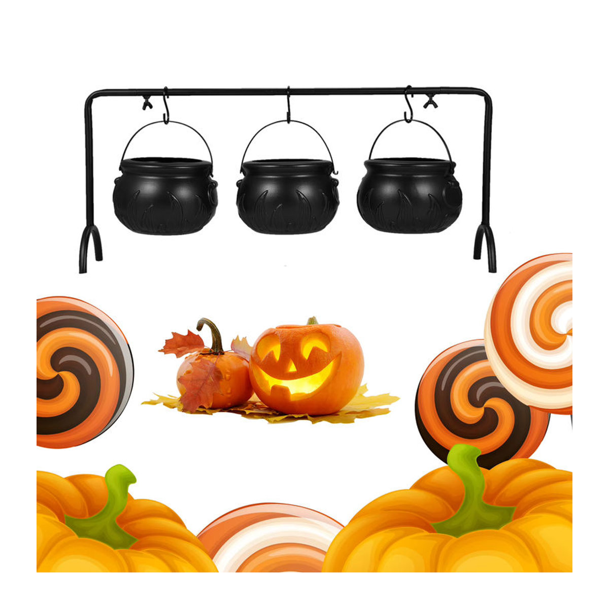 Halloween Süßigkeiten Schüssel mit Eisenständer in Schwarz als Party Dekoration - Bild 5