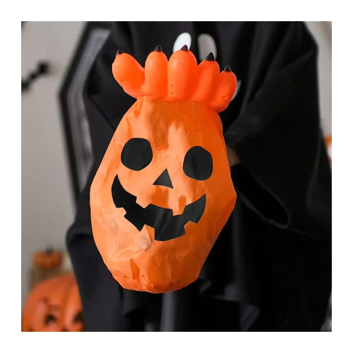 Halloween Süßigkeitenbeutel mit Totenkopf und Kürbis Motiv in Schwarz und Orange für Kinder - Bild 5