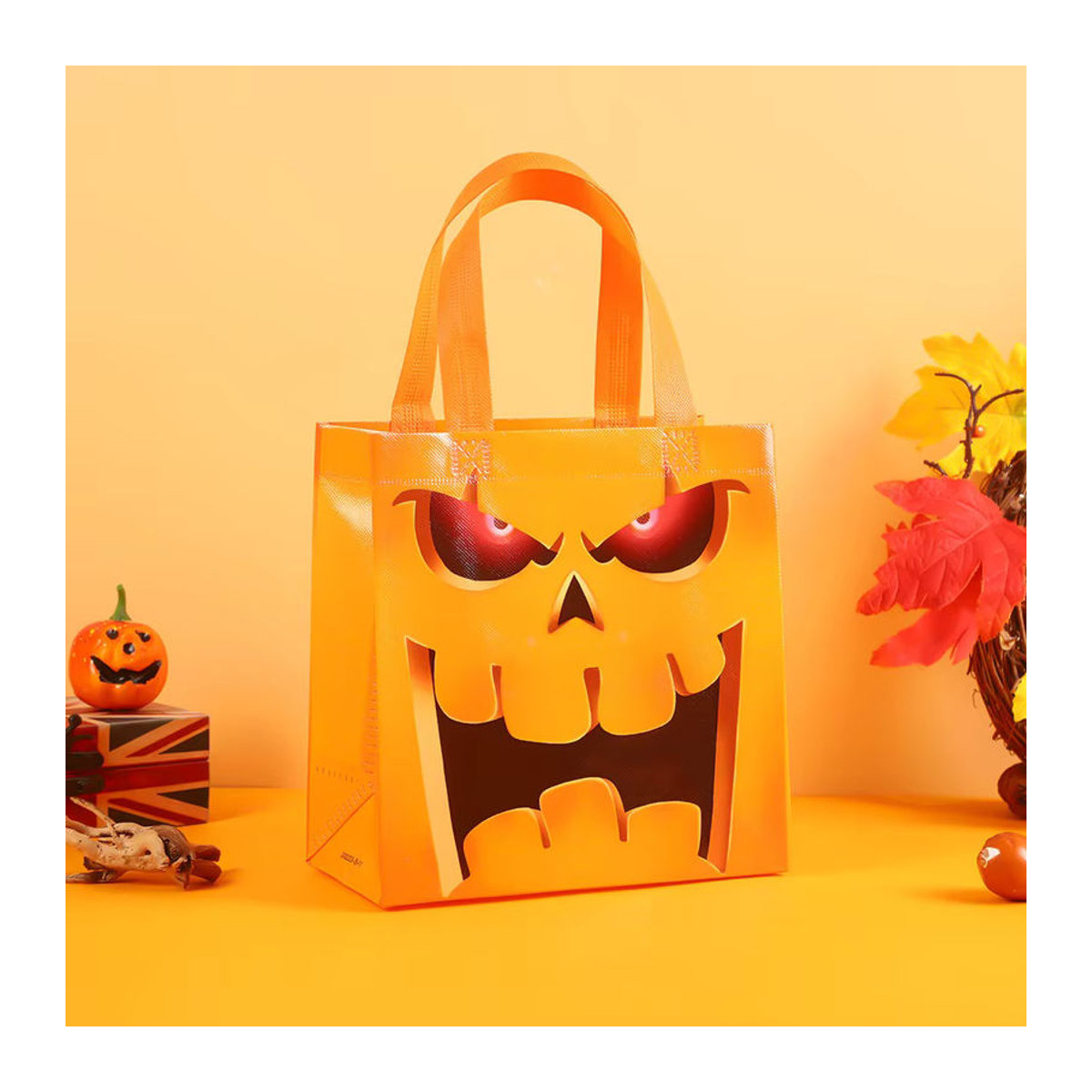 Halloween Vlies-Handtaschen mit Kürbis- und Geist-Motiv in Orange zur Süßigkeiten-Aufbewahrung - Bild 2