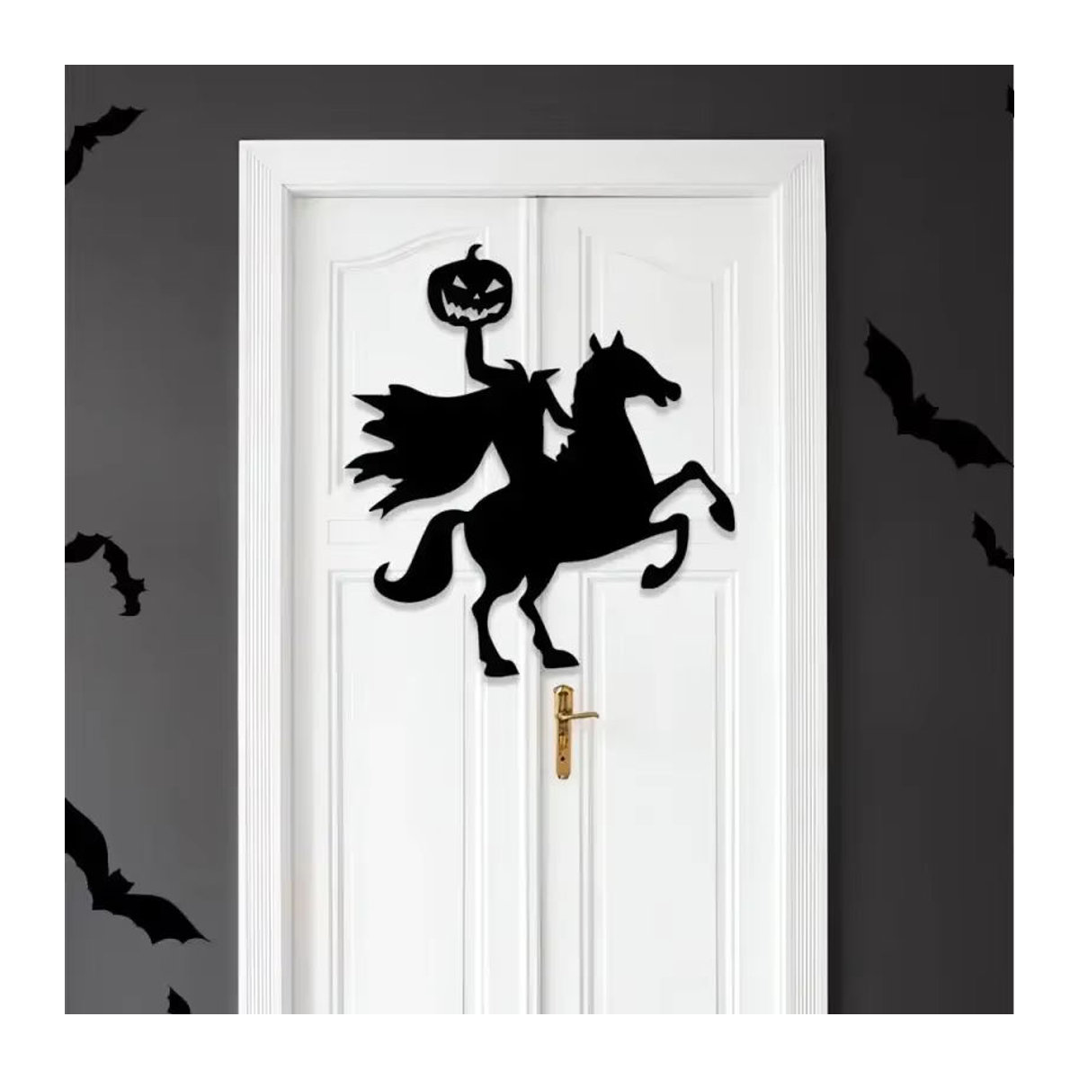 Halloween Wandaufkleber aus Filz mit Totenkopf, Kürbis und Dämonen-Motiven in Schwarz - Bild 2