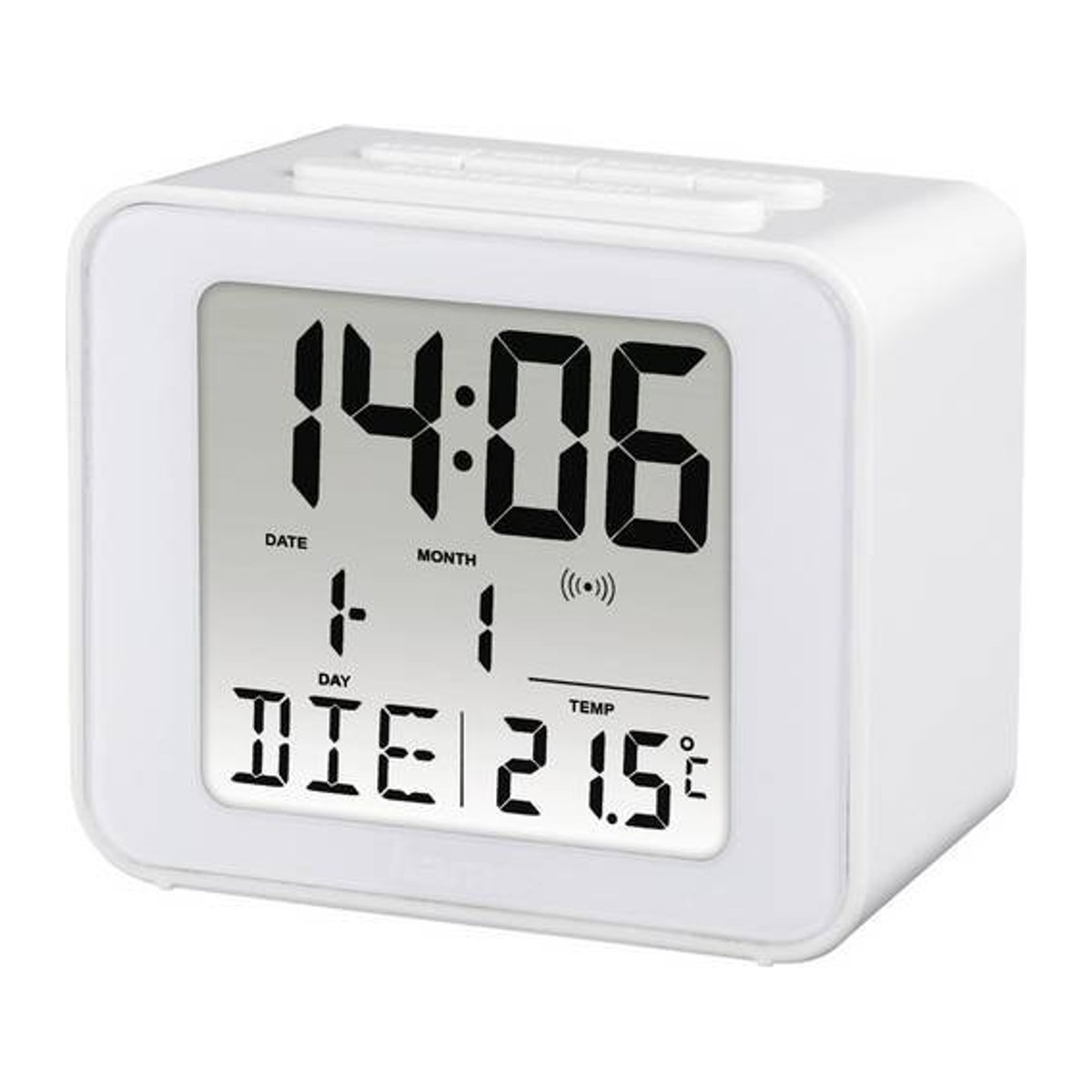 Hama Cube Digitaler Funkwecker Weiß mit Thermometer, Datumsanzeige und Beleuchtung - Bild 1
