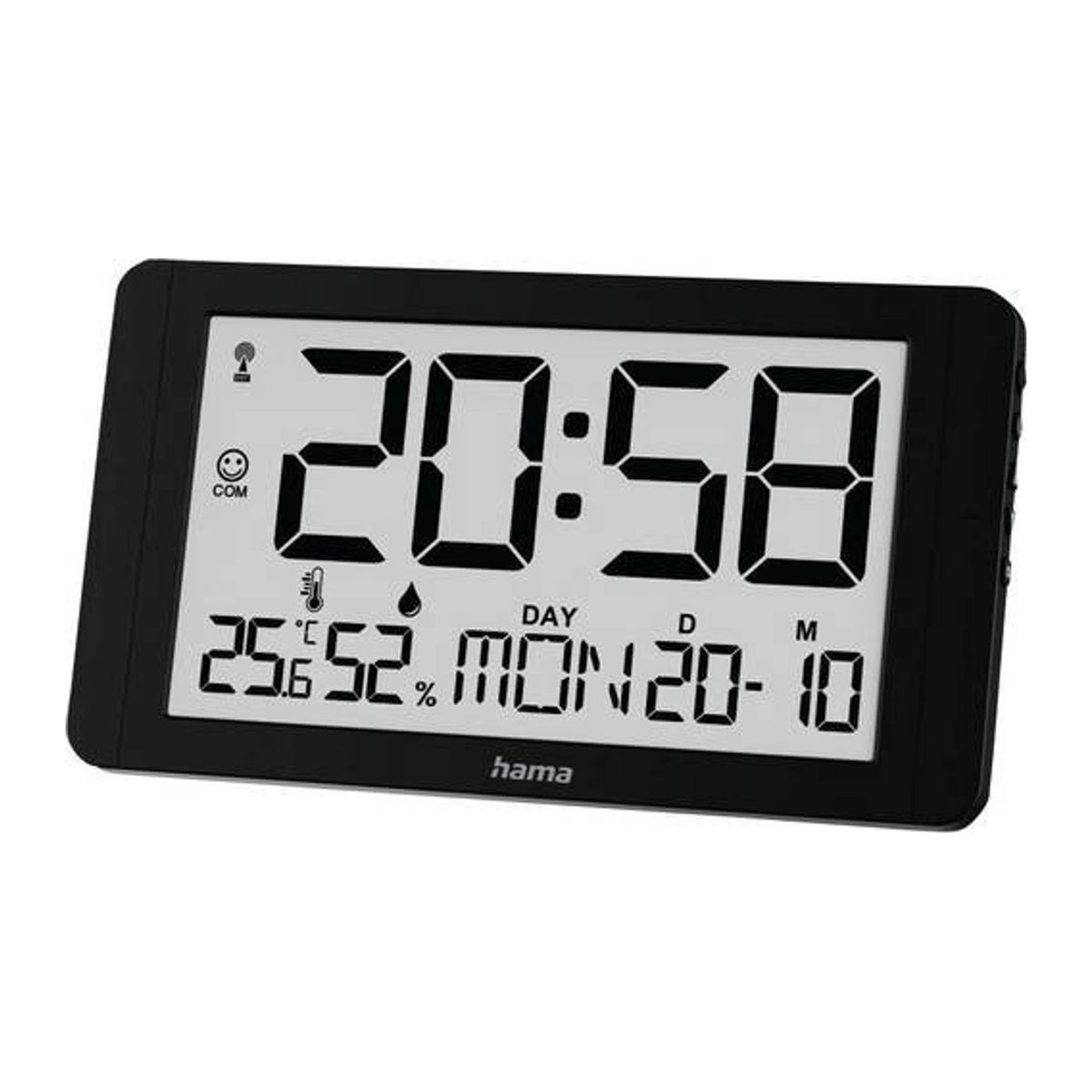Hama Digitale Funkuhr Kuba mit Thermometer und Hygrometer, Schwarz, B/H/T: 24,8 x 2,48 x 0,3 cm - Bild 2