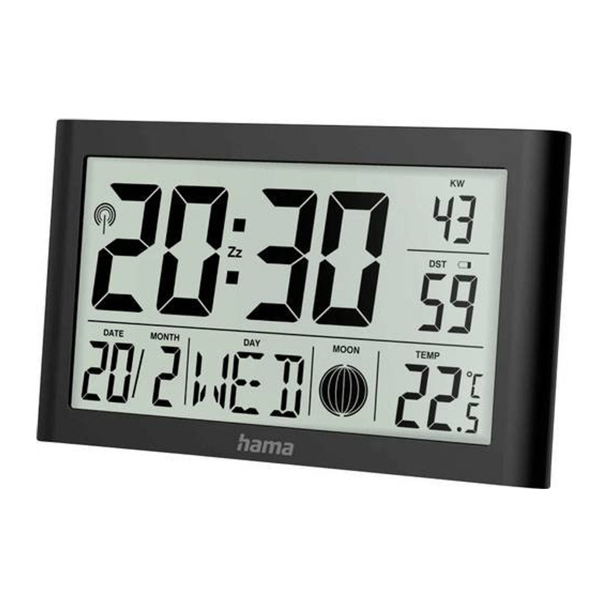 Hama Digitale Wanduhr Martinique in Schwarz mit Thermometer und Hygrometer als moderne Funkuhr - Bild 1