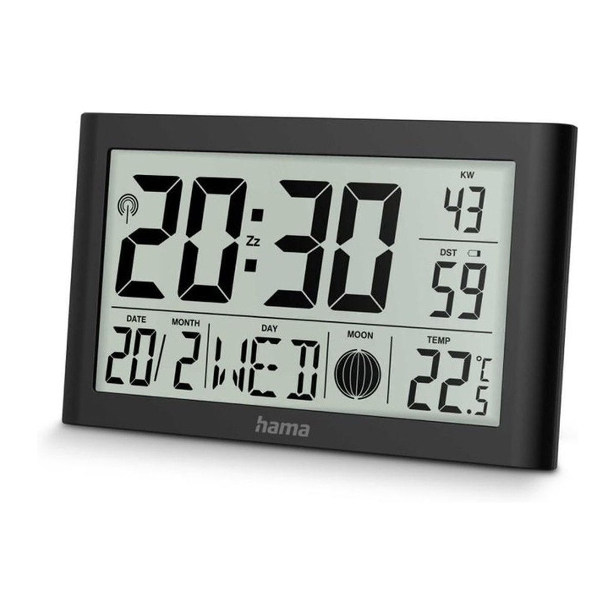 Hama Digitale Wanduhr Martinique in Schwarz mit Thermometer und Hygrometer als moderne Funkuhr - Bild 2
