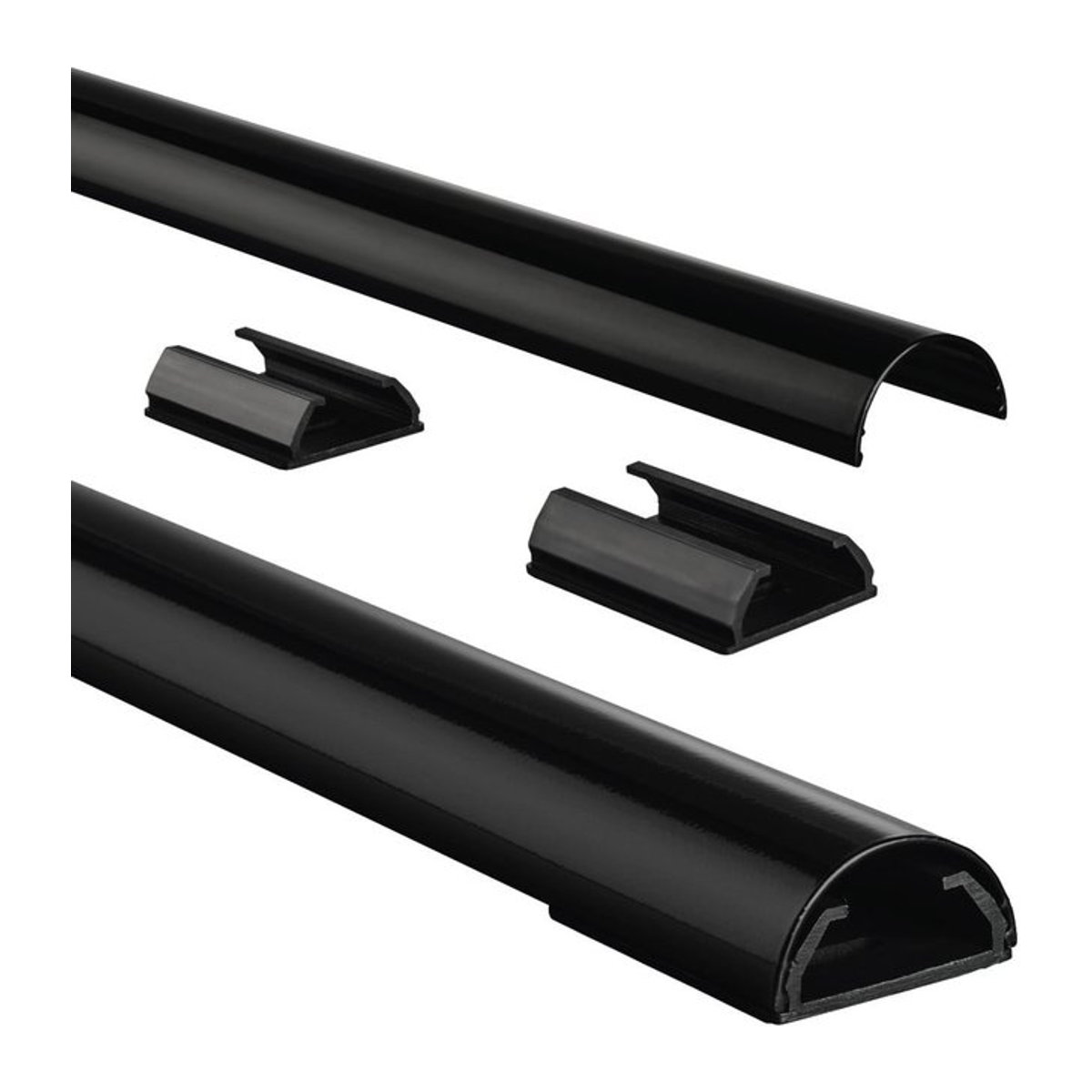 Hama Kabelkanal aus Aluminium halbrund Schwarz B: 110 cm, H: 3,3 cm, T: 1,8 cm - Bild 1