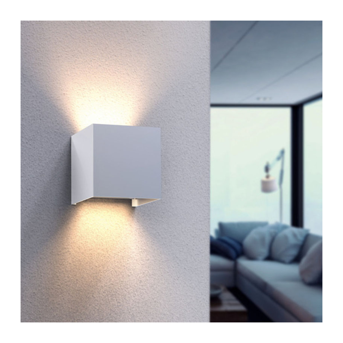 Hama LED-Wandleuchte aus Metall in Weiß mit IP44 Schutzart und minimalistischem Design - Bild 2