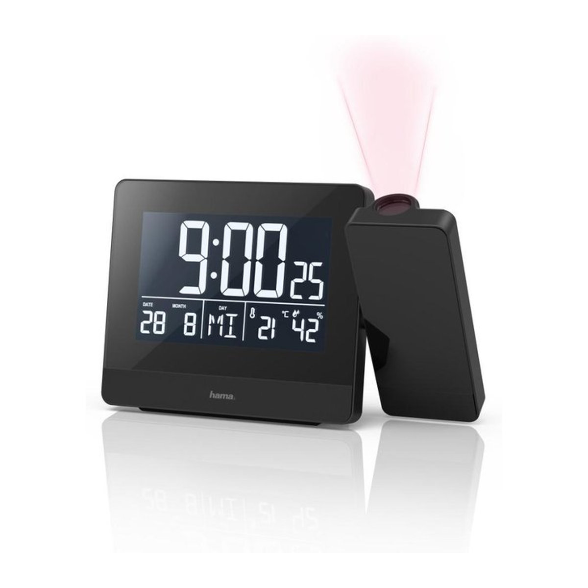 Hama Plus Charge Digitaler Projektionswecker in Schwarz mit Schlummerfunktion und Beleuchtung - Bild 1