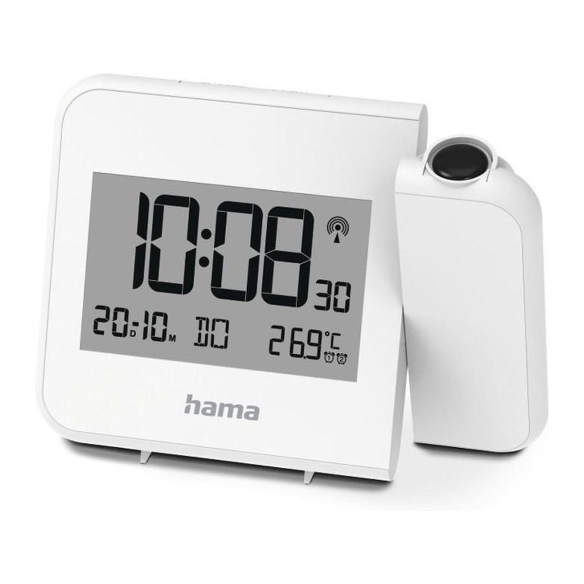 Hama Projektionswecker Hvar digitale Funkuhr mit Thermometer und Datumsanzeige in Weiß - Bild 2