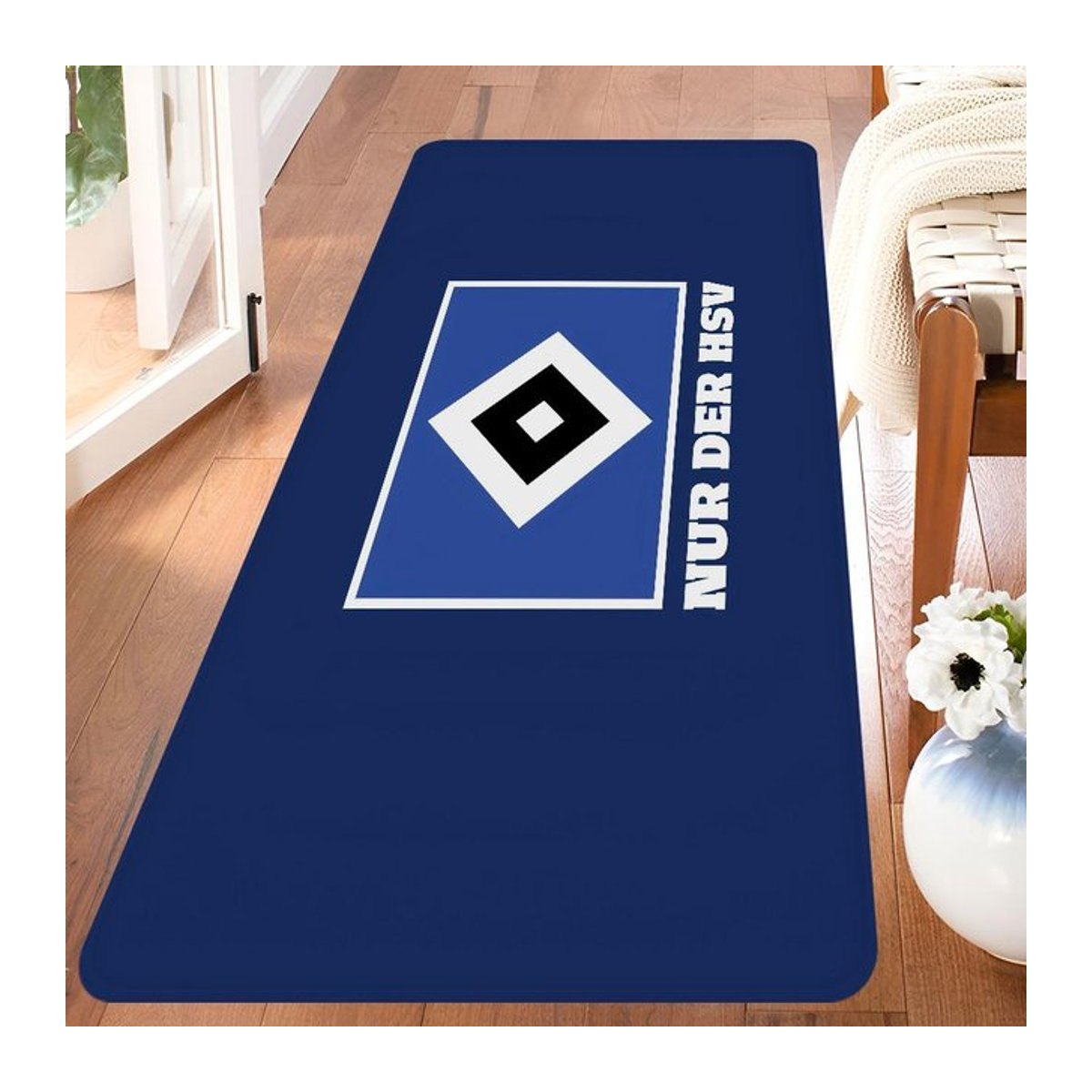 Hamburger SV Team Teppich Blau Rutschfest für Flur, Wohnzimmer oder Waschküche B/T: 80 x 160 cm - Bild 1