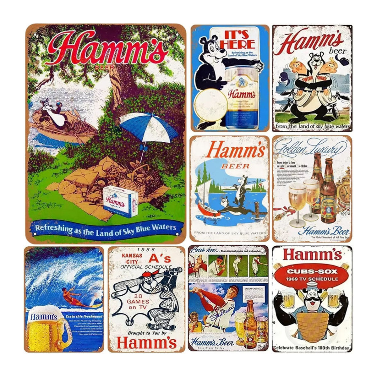 Hamms Vintage Metall-Schild als dekorative Aluminium-Plakette für Wanddekoration, mehrfarbig, B/H: 30 x 30 cm - Bild 1