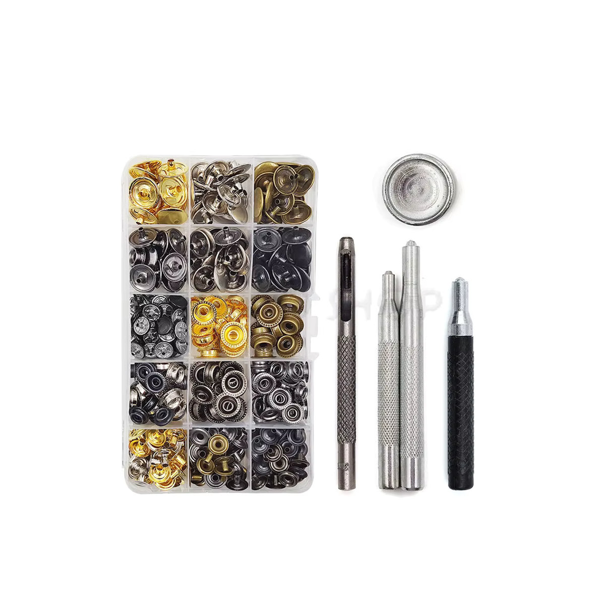 Hamoshop Metall Druckknöpfe Set in Silber mit Installationswerkzeug für Kleidung, Taschen und Lederhandwerk - Bild 7