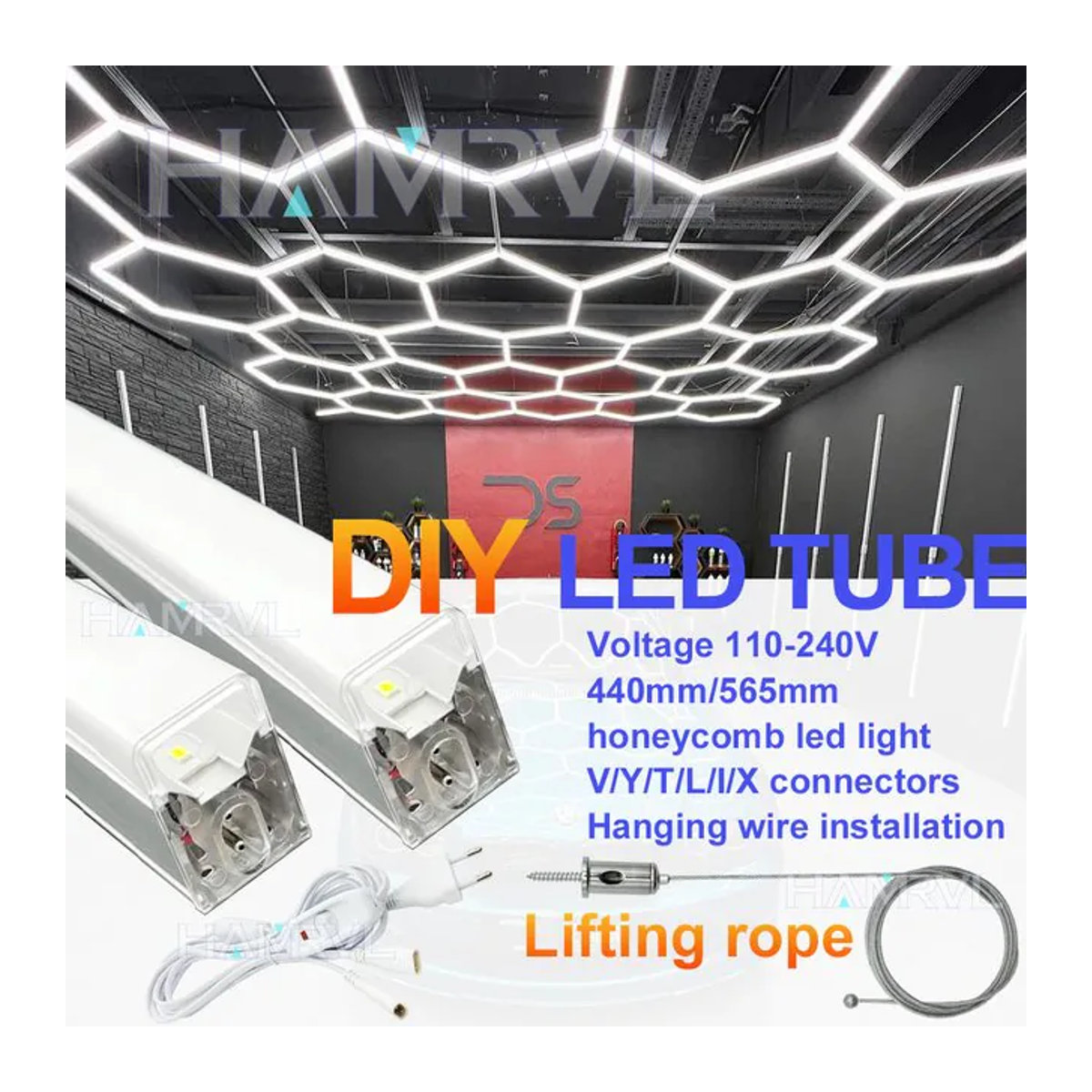 HAMRVL Honeycomb DIY LED-Pendelleuchte in Weiß aus Aluminium für moderne Sechseckbeleuchtung - Bild 1