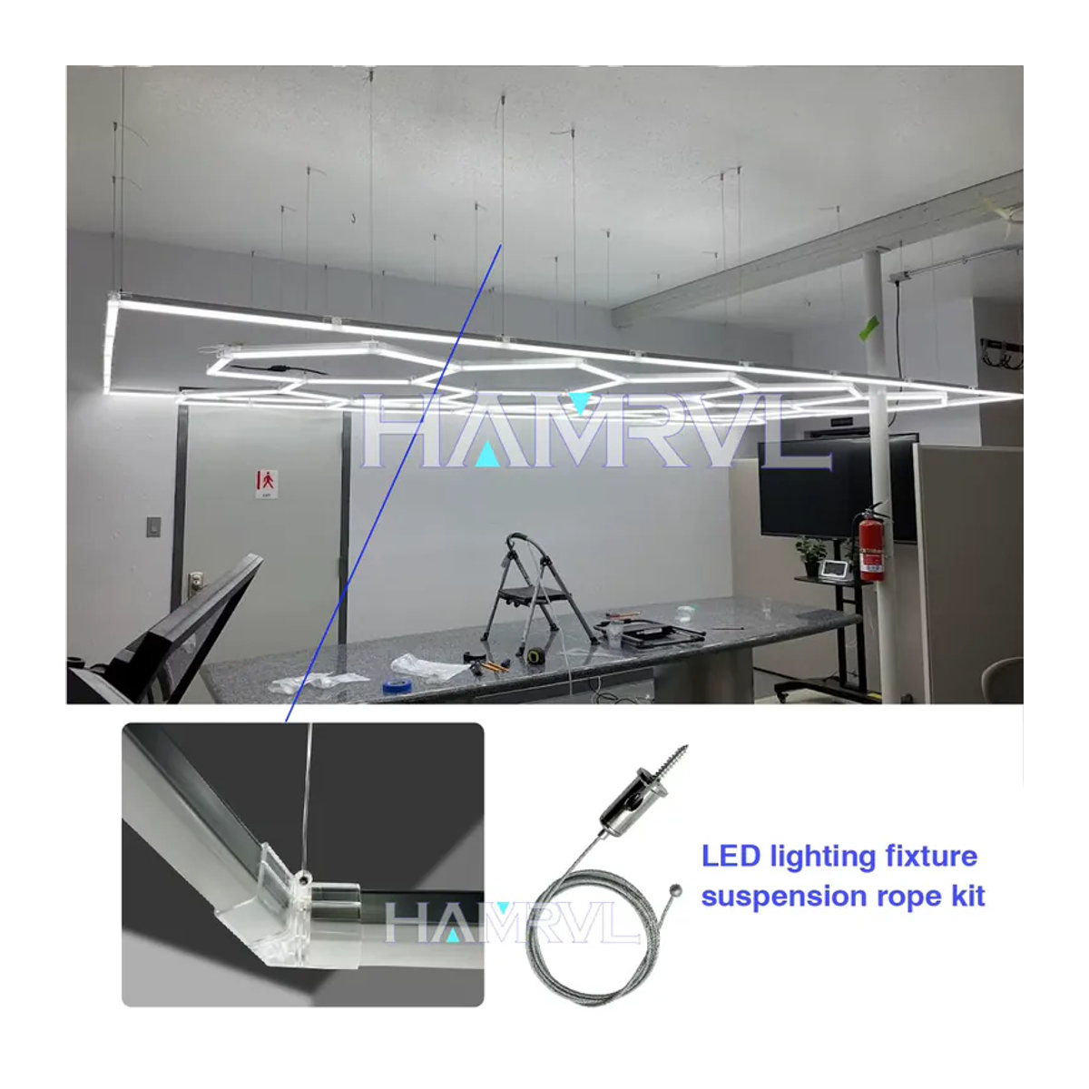 HAMRVL Honeycomb DIY LED-Pendelleuchte in Weiß aus Aluminium für moderne Sechseckbeleuchtung - Bild 3