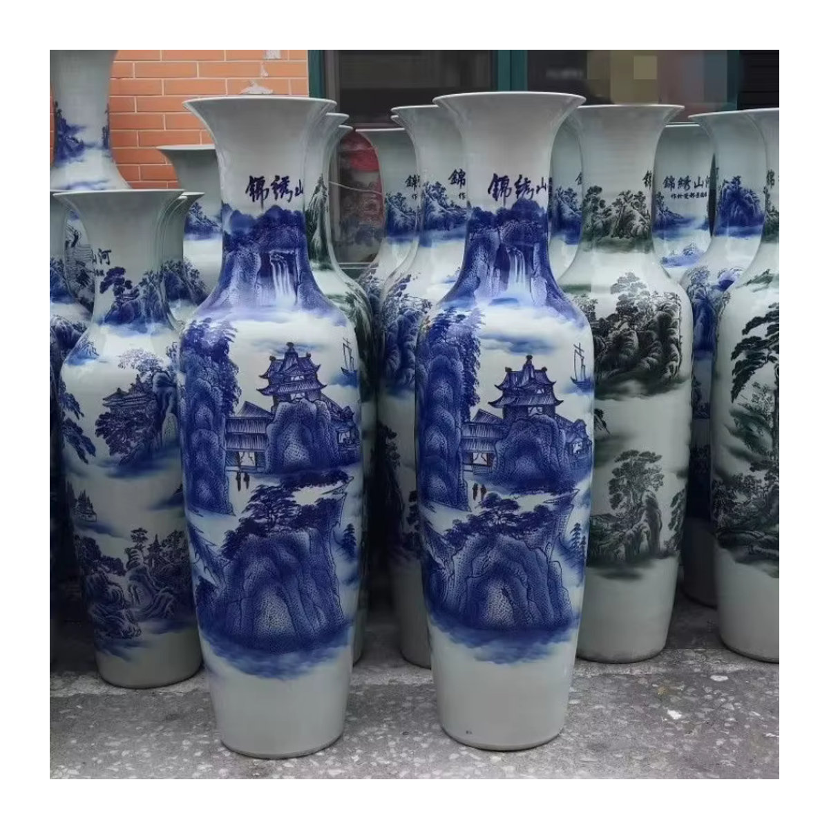 Handbemalte Porzellan-Bodenvase in Weiß mit abstraktem Vintage-Design und bauchiger Form - Bild 3