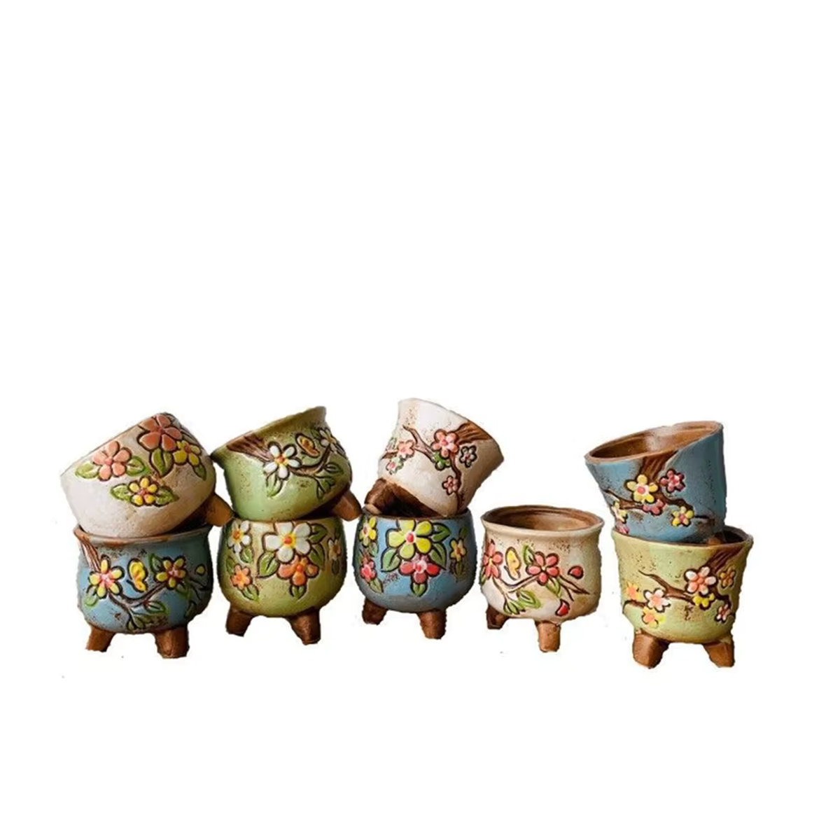 Handbemalter Keramik-Blumentopf von TPXCKz in Mehrfarbig, runder minimalistischer Pflanztopf im koreanischen Design - Bild 2