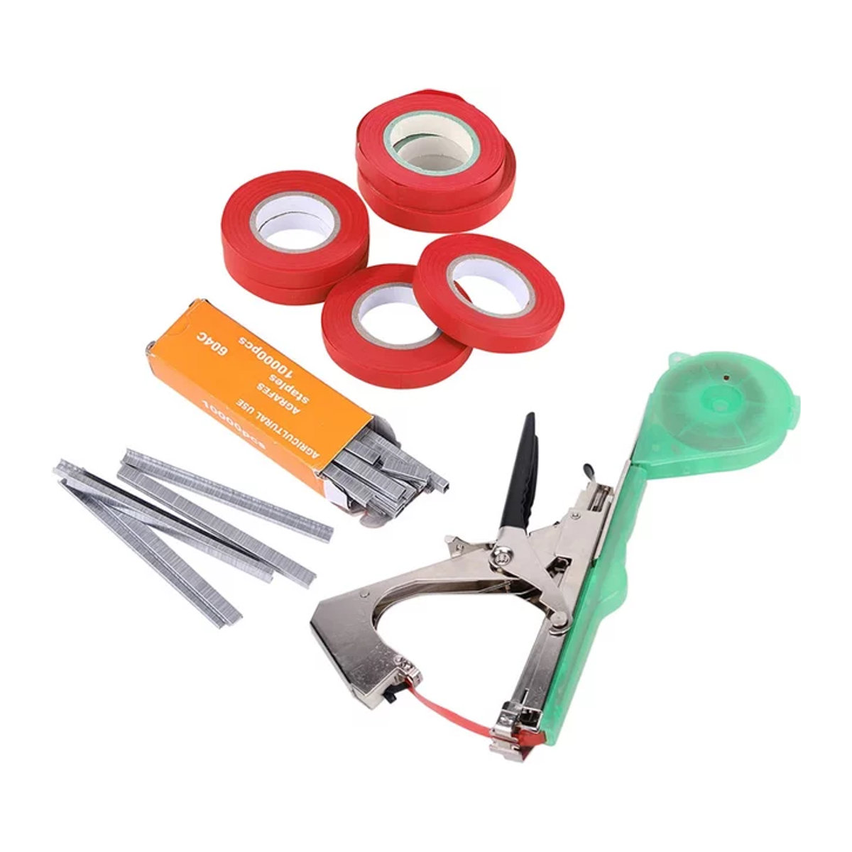 Handbindemaschine Set mit 6 Rollen Bändern und 1 Schachtel Heftklammern zum Pflanzenbinden für Gemüse, Weinreben und Tapetool - Bild 1