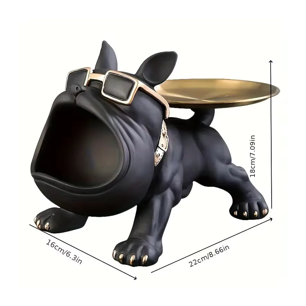 Handgefertigte Bulldoggen Buchstützen aus Kunstharz in Schwarz als dekorative Tierfigur für dein Büro oder dein Zuhause - Bild 2