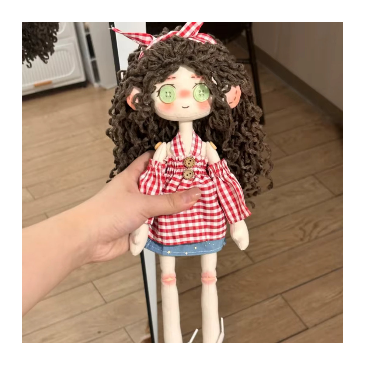 Handgefertigte Coraline Knopfpuppe aus Textil, mehrfarbig, Höhe: 30 cm - Bild 2