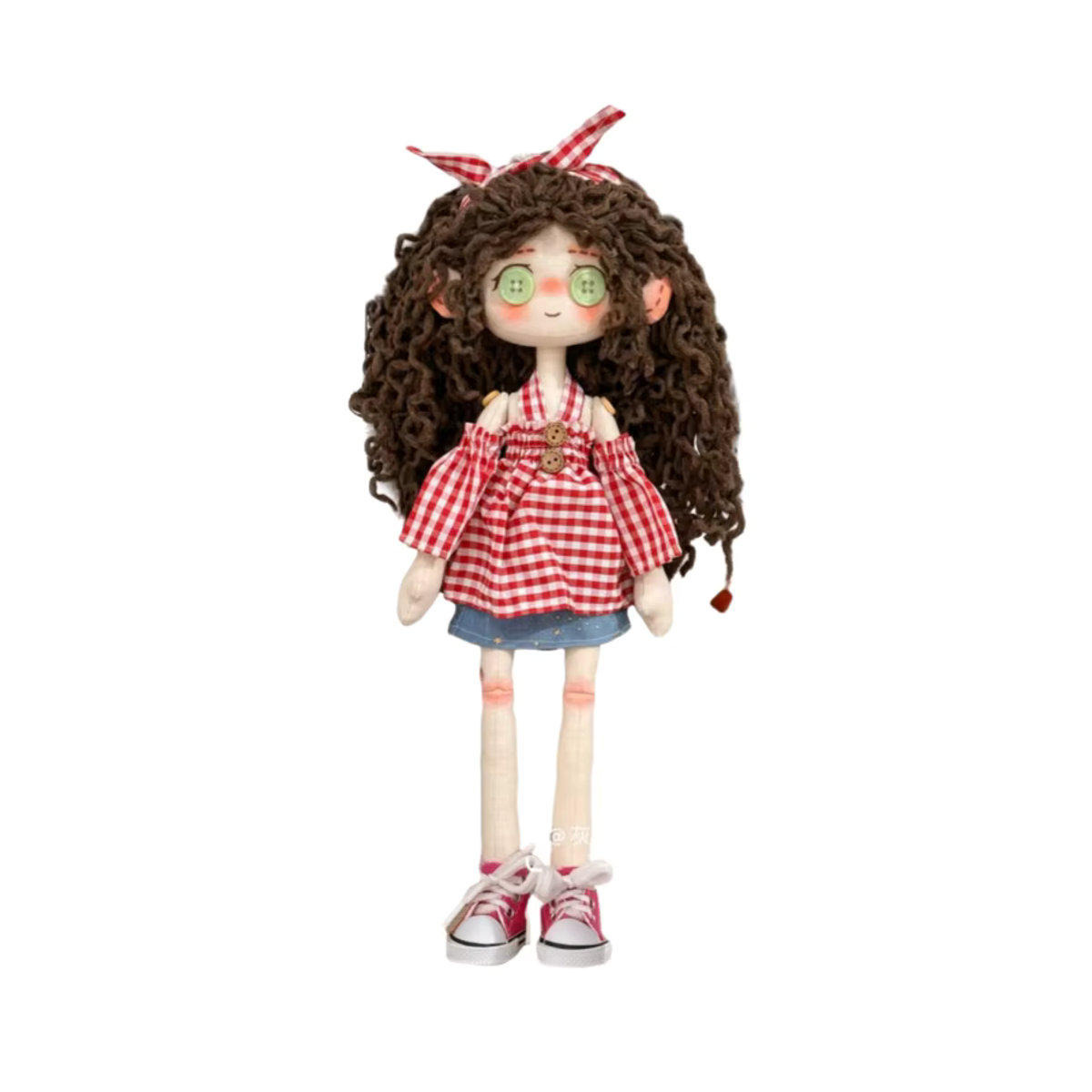 Handgefertigte Coraline Knopfpuppe aus Textil, mehrfarbig, Höhe: 30 cm - Bild 6