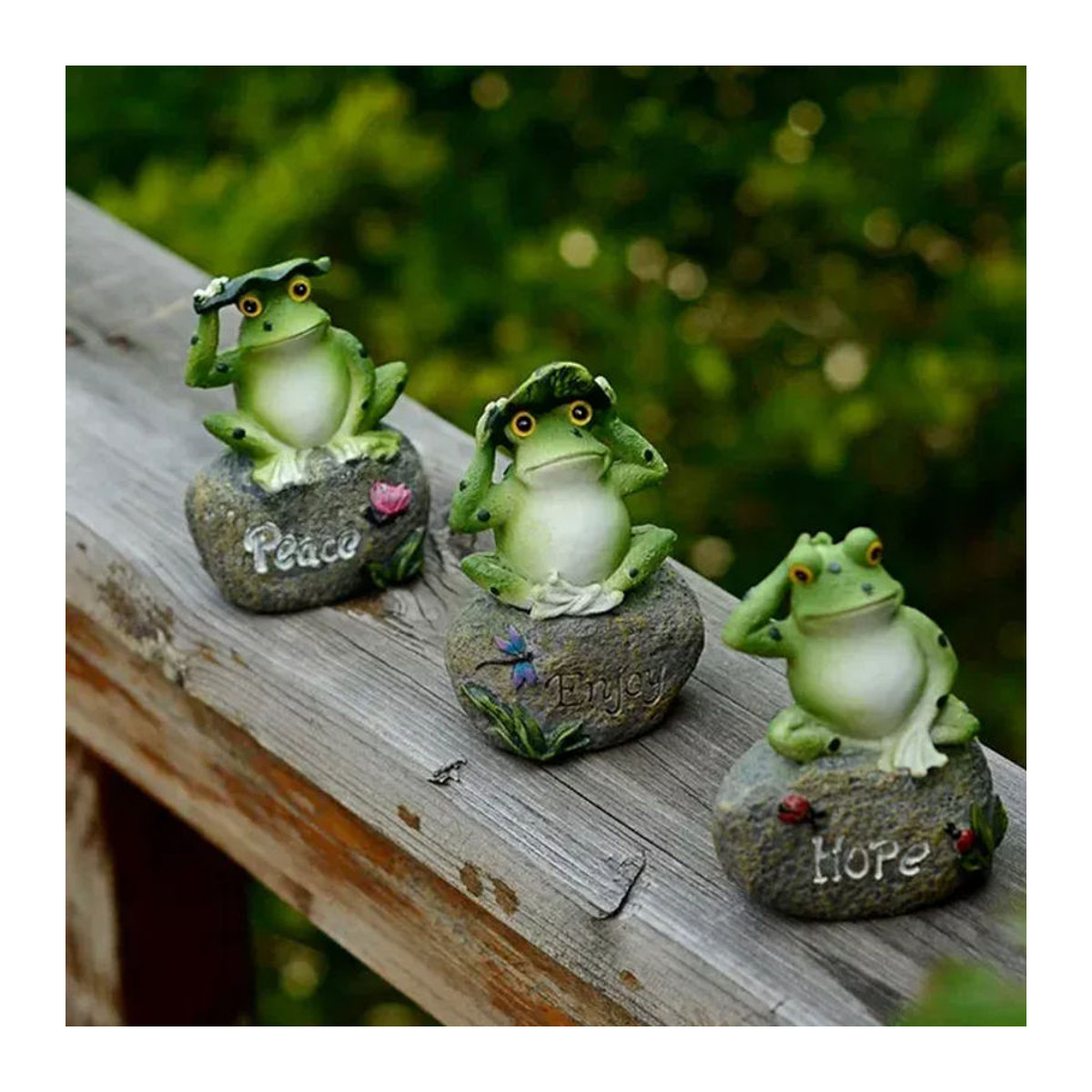 Handgefertigte Frosch-Tierfiguren aus Kunstharz in Grün für die Gartendekoration und Landschaftsgestaltung - Bild 1