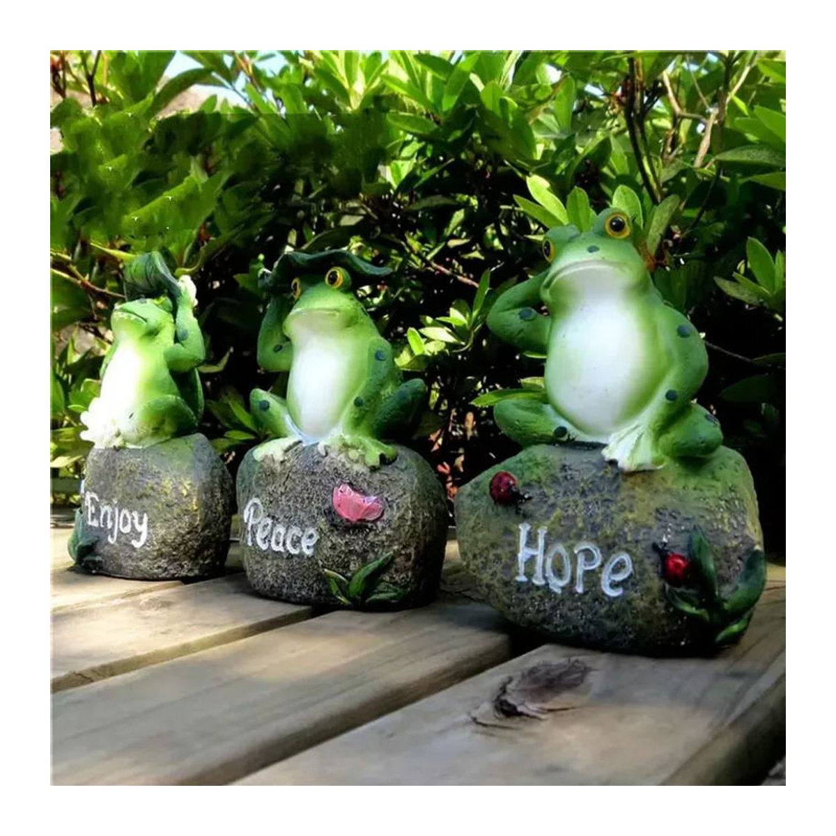 Handgefertigte Frosch-Tierfiguren aus Kunstharz in Grün für die Gartendekoration und Landschaftsgestaltung - Bild 2
