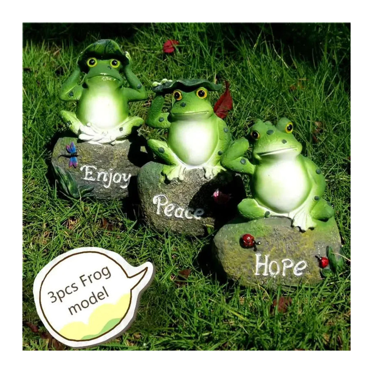 Handgefertigte Frosch-Tierfiguren aus Kunstharz in Grün für die Gartendekoration und Landschaftsgestaltung - Bild 3