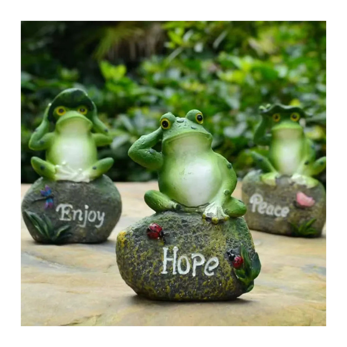Handgefertigte Frosch-Tierfiguren aus Kunstharz in Grün für die Gartendekoration und Landschaftsgestaltung - Bild 4