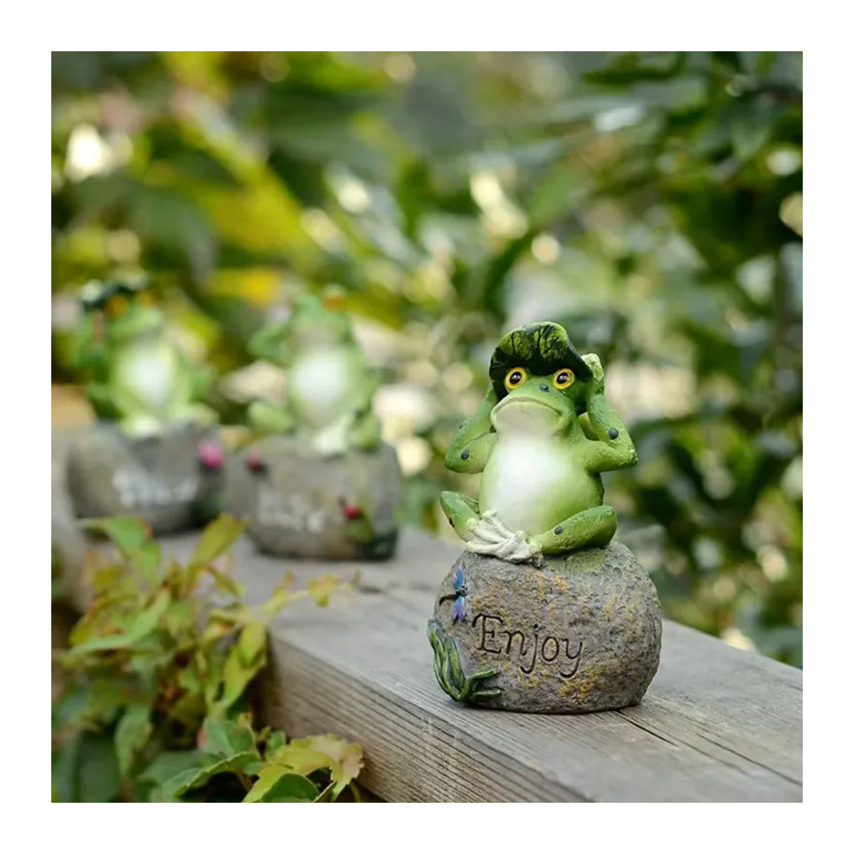 Handgefertigte Frosch-Tierfiguren aus Kunstharz in Grün für die Gartendekoration und Landschaftsgestaltung - Bild 5