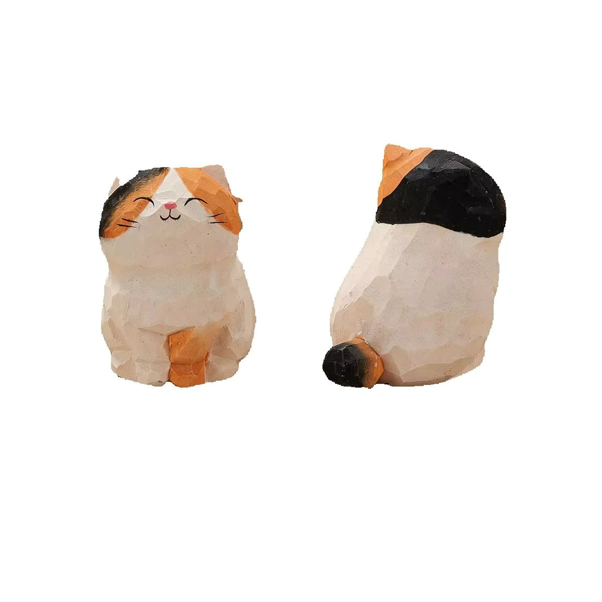 Handgefertigte Kätzchen-Statue aus Holz als dekorative Katzenfigur in mehrfarbig gestreiftem Design für deine Wohndekoration - Bild 6
