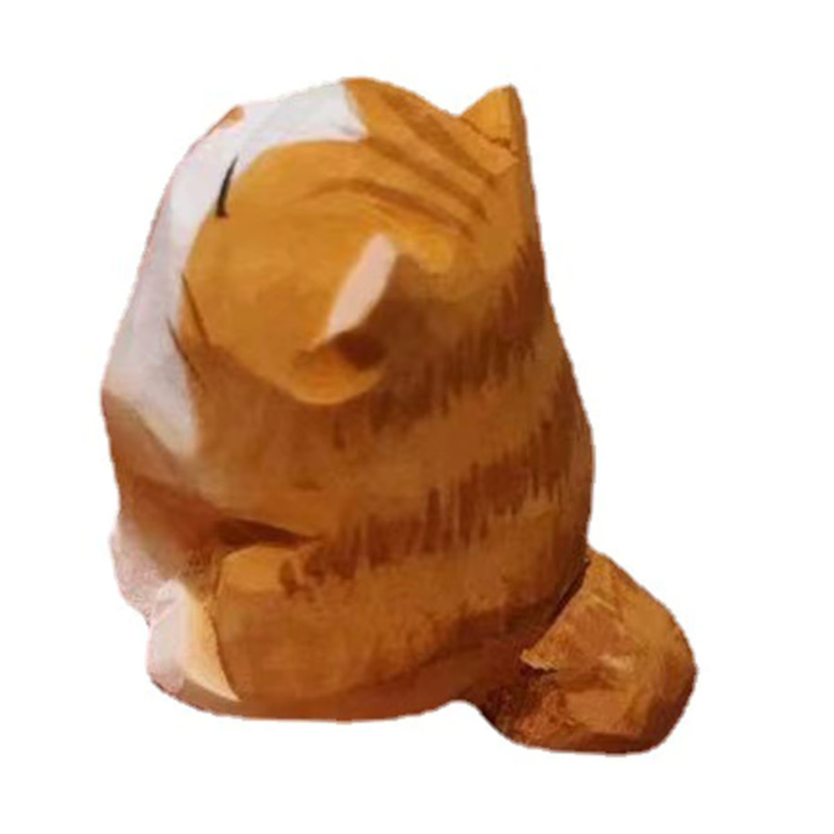 Handgefertigte Katzenstatue aus Holz in Orange mit gestreiftem Muster als dekorative Miniatur-Katzenfigur für dein Zuhause oder das Büro - Bild 5