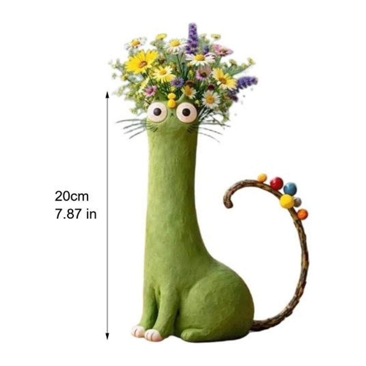 Handgefertigte Katzenvase von Qara in Gelb aus Kunstharz für Schnittblumen und Pampasgras - Bild 1
