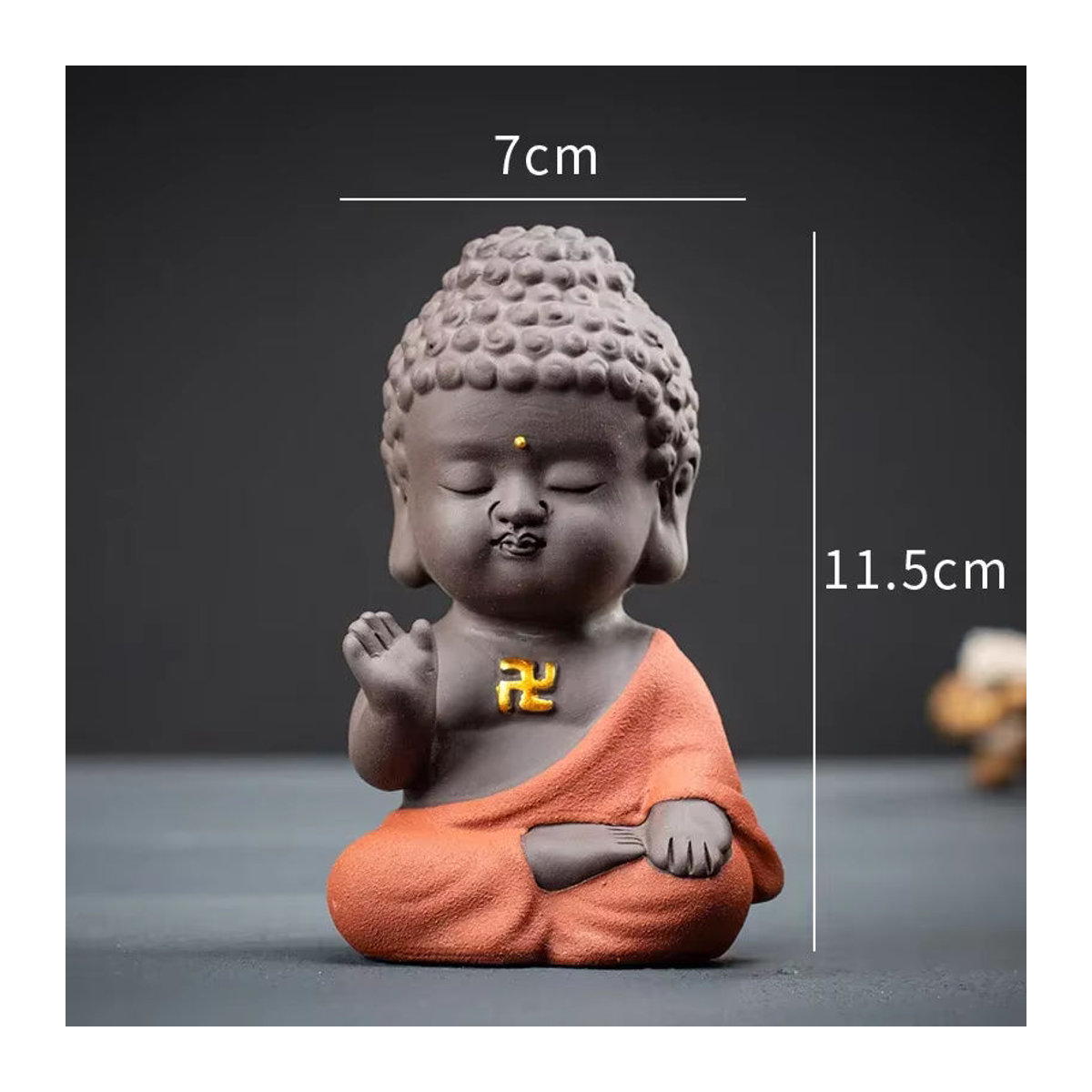Handgefertigte Keramik-Buddha-Figur Shakyamuni in Mehrfarbig als orientalische Dekoration für Zen-Teetisch und Heimdeko - Bild 6