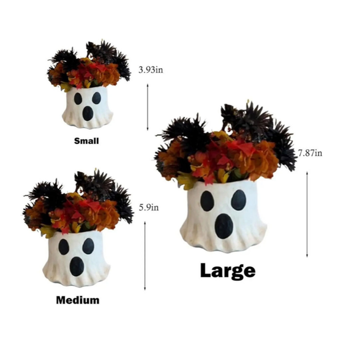 Handgefertigte Keramik-Geistervase in Weiß als Halloween-Dekoration und Pflanztopf - Bild 1