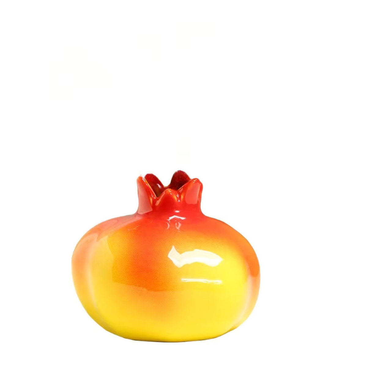 Handgefertigte Keramik-Vase in Granatapfel-Design, bauchige Dekovase in Grün und Mehrfarbig für Schnittblumen - Bild 3