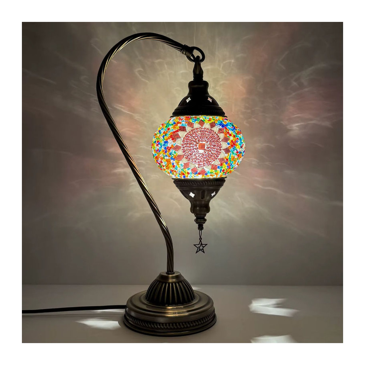 Handgefertigte Mosaik-Nachttischlampe im türkischen Bohemian-Stil, buntes Schwanenhals-Tiguanni-Nachtlicht als DIY-Materialset - Bild 5