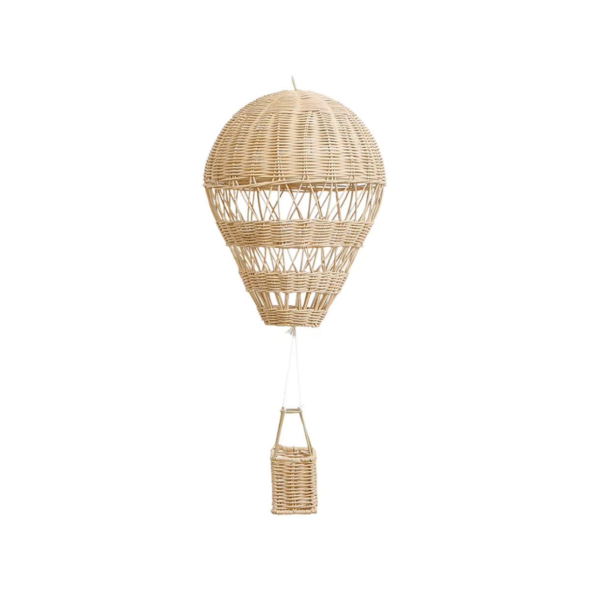 Handgefertigte Wanddekoration im Bohemian-Stil mit Heißluftballon-Motiv aus Holz und Rattan in Beige für dein Kinderzimmer - Bild 4