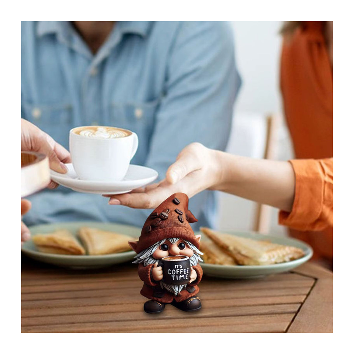 Handgefertigte Zwergen-Figuren aus Kunstharz mit Kaffeethema in Mehrfarbig zur Dekoration für dein Esszimmer oder deine Küchentheke - Bild 4