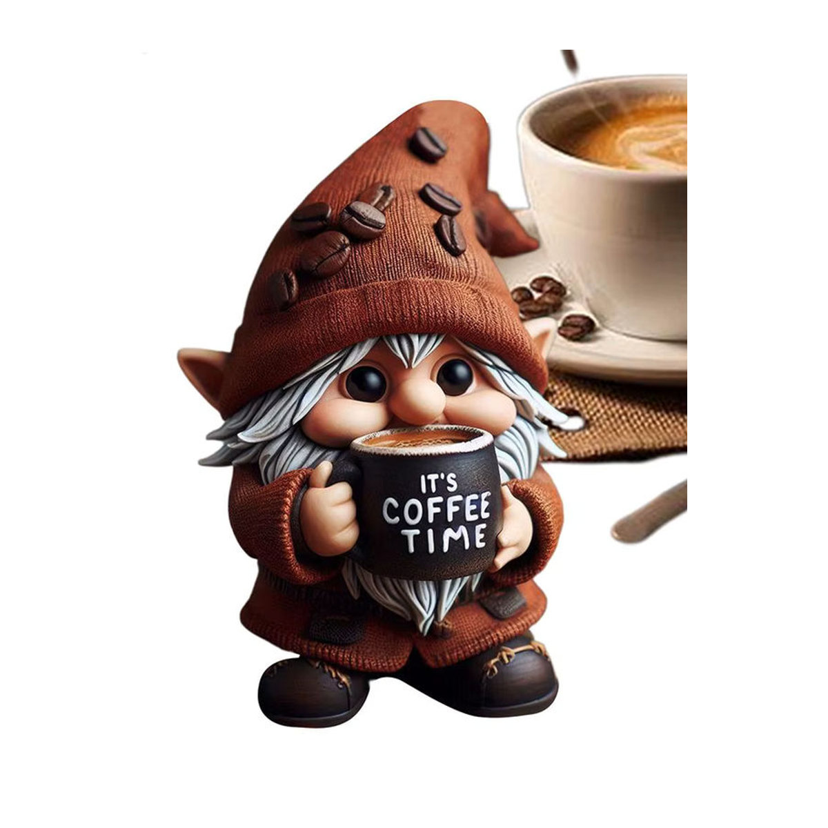 Handgefertigte Zwergen-Figuren aus Kunstharz mit Kaffeethema in Mehrfarbig zur Dekoration für dein Esszimmer oder deine Küchentheke - Bild 7