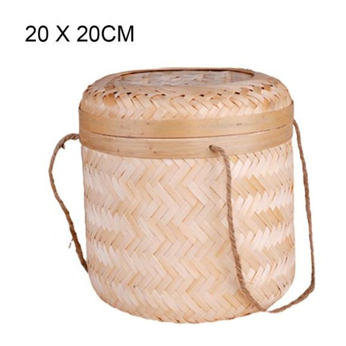 Handgefertigter Aufbewahrungskorb aus Rattan mit Deckel in Beige, quadratisch und rustikal, B/T/H: 20 x 20 cm - Bild 1