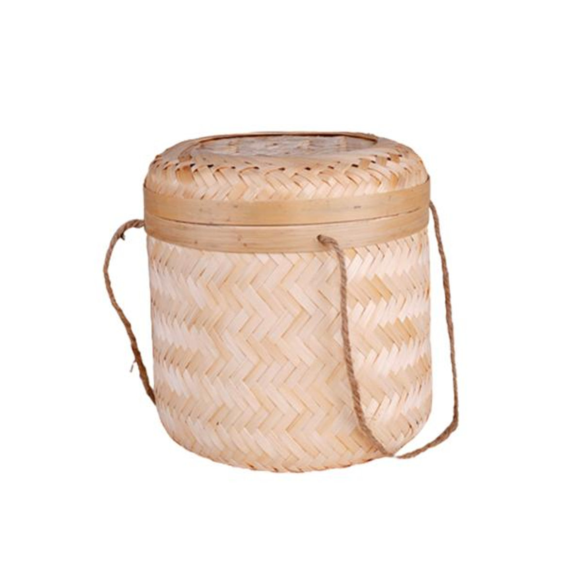Handgefertigter Aufbewahrungskorb aus Rattan mit Deckel in Beige, quadratisch und rustikal, B/T/H: 20 x 20 cm - Bild 3
