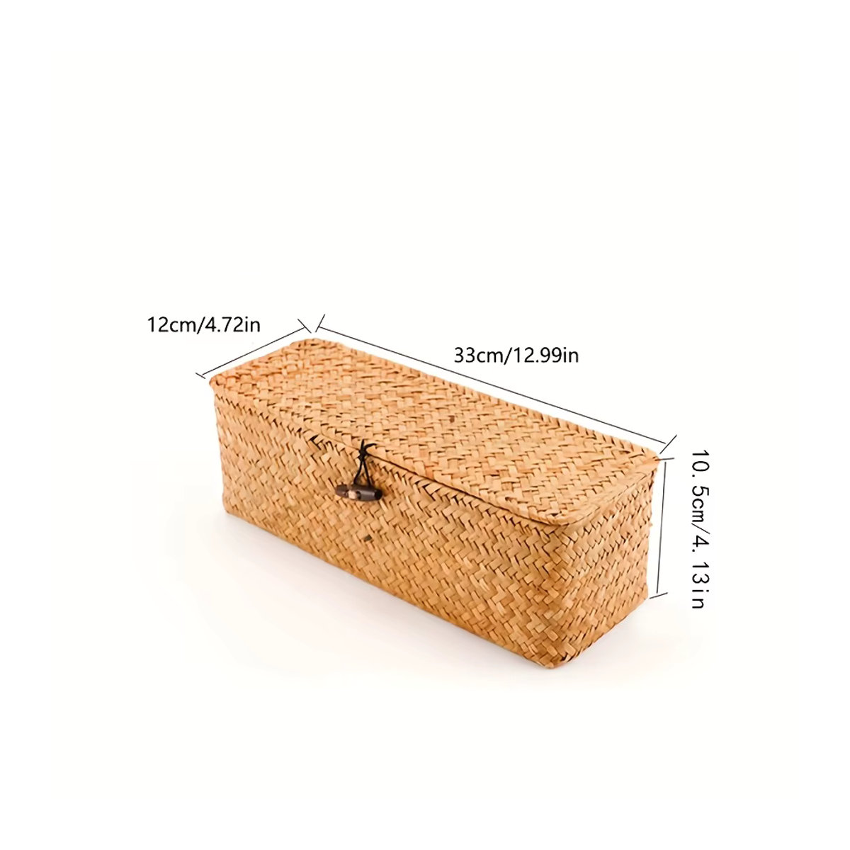 Handgefertigter Aufbewahrungskorb aus Textil und Rattan in Rechteckform, Vintage-Design, Farbe: Orange/Braun - Bild 4