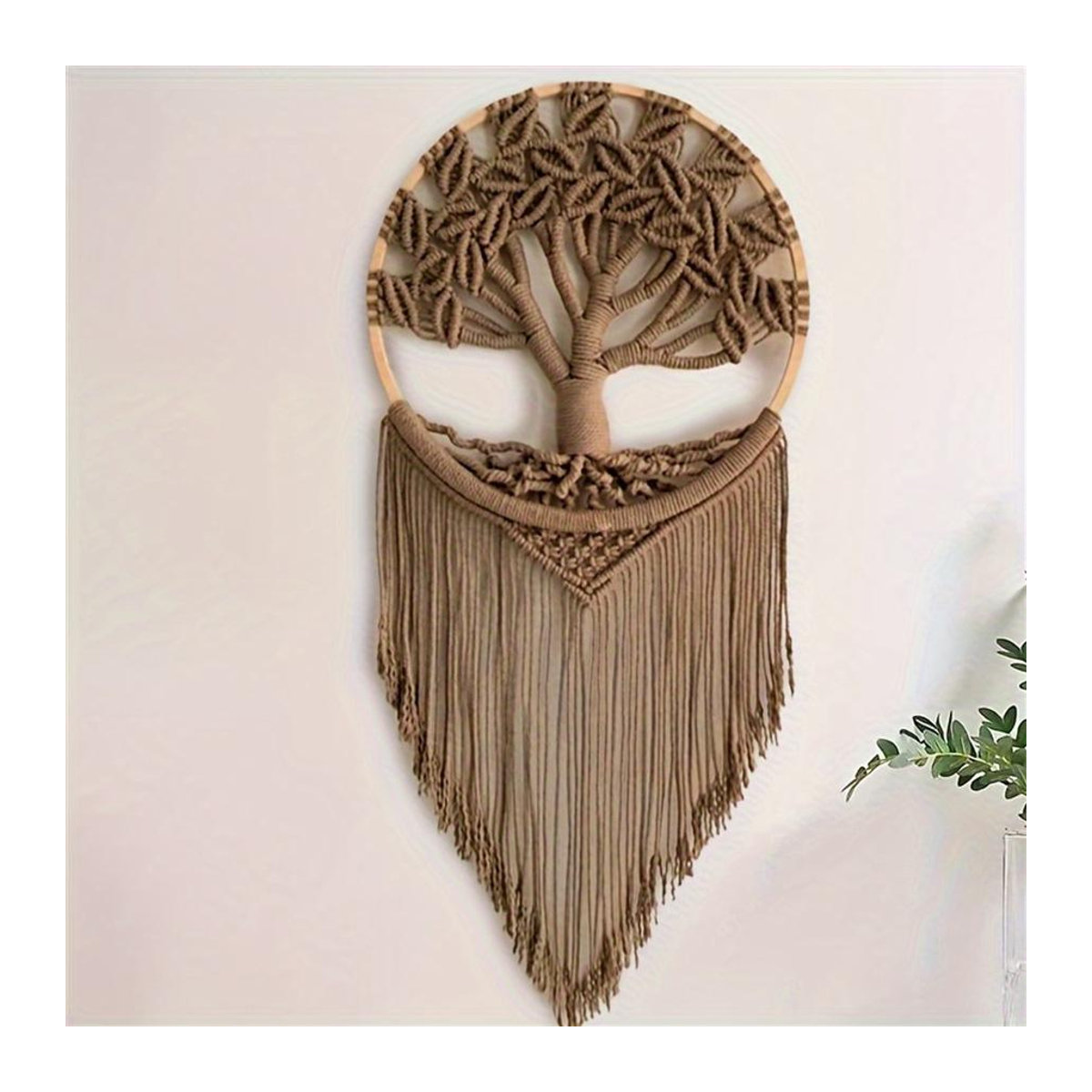 Handgefertigter Makramee Wandbehang Baum des Lebens in Braun als Boho Wanddeko für Schlafzimmer und Kinderzimmer - Bild 3