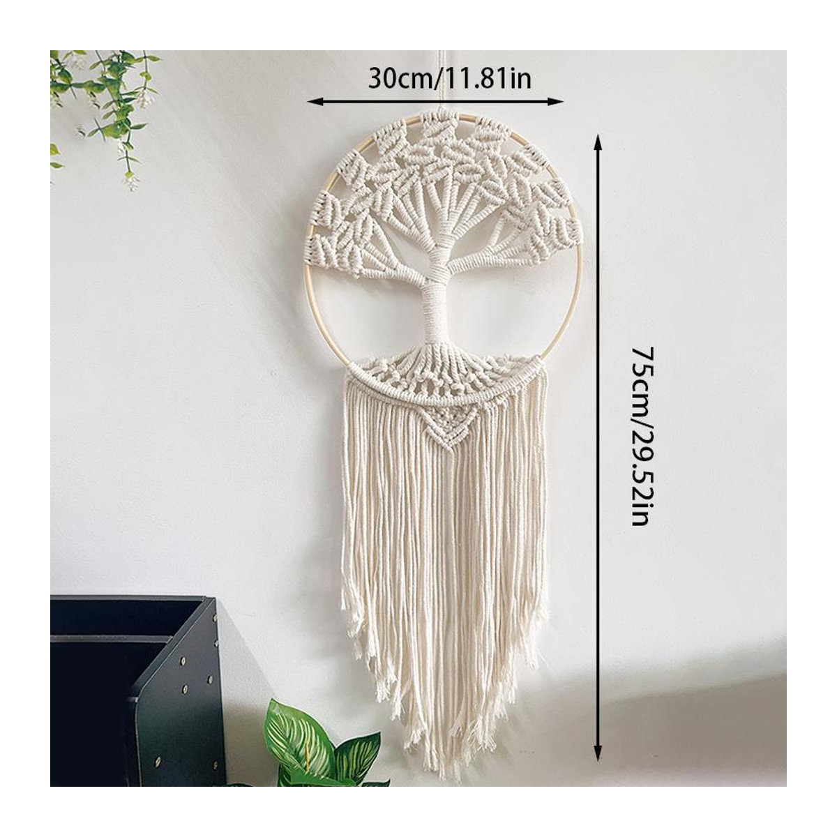 Handgefertigter Makramee Wandbehang Baum des Lebens in Braun als Boho Wanddeko für Schlafzimmer und Kinderzimmer - Bild 5
