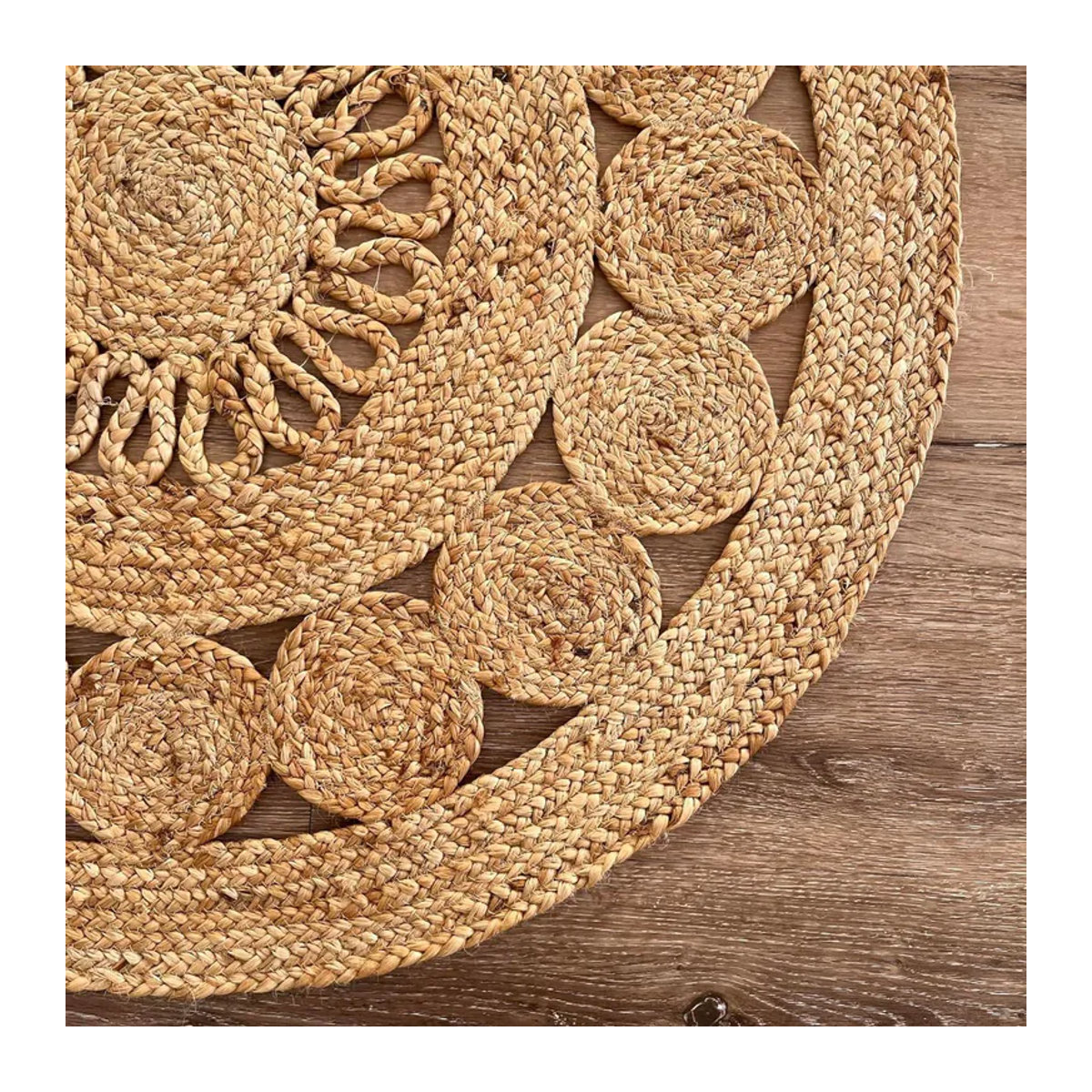 Handgefertigter runder Jute-Teppich von King of the Jute Rugs in Beige, Durchmesser: 90 cm - Bild 2