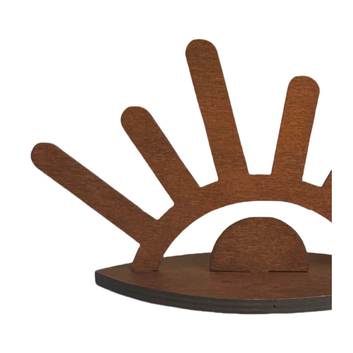Handgefertigter Schmuckständer aus Holz in Braun als minimalistischer Organizer für Halsketten, Ohrringe und Ringe - Bild 4