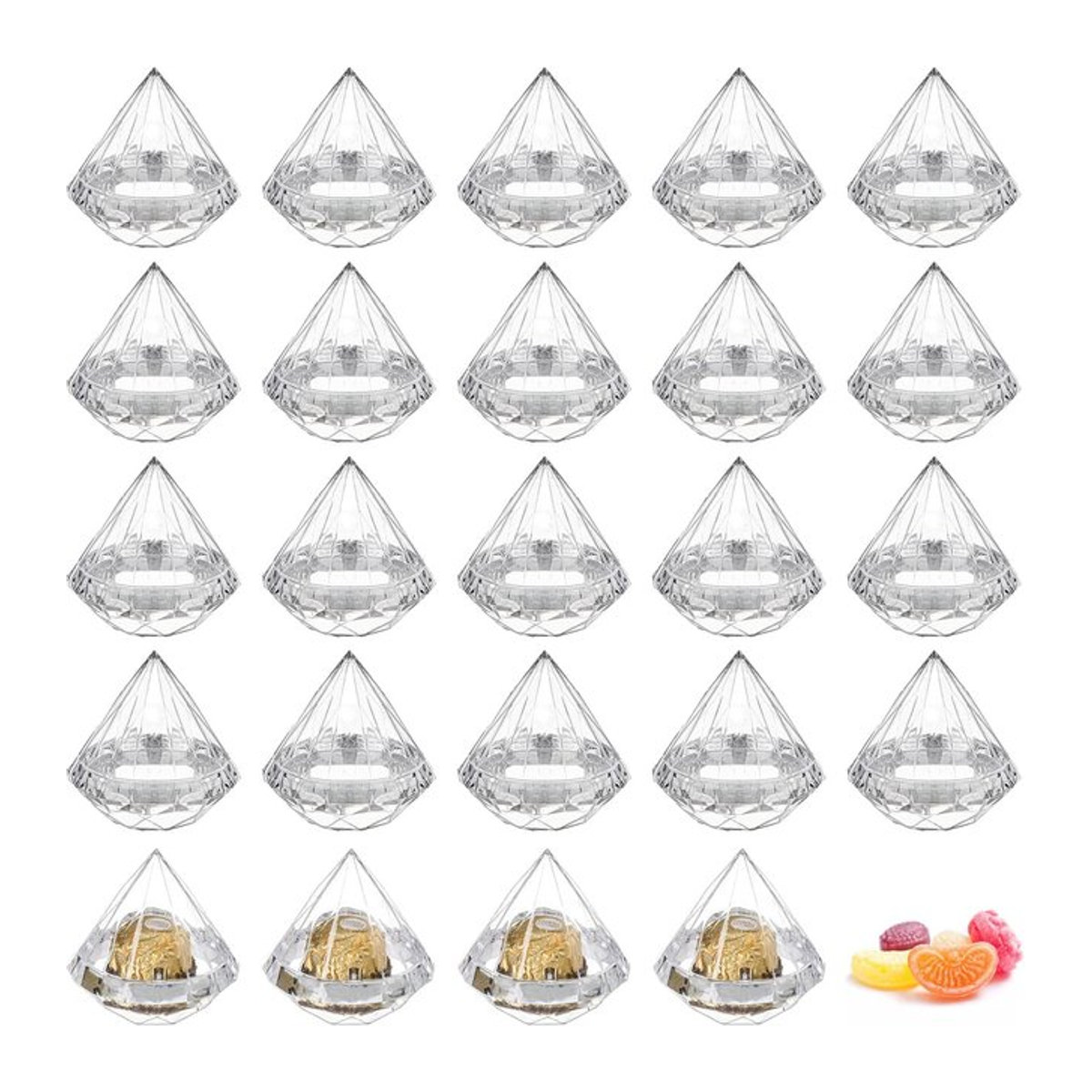 Handgefertigtes geometrisches Glas-Dekoelement in Diamantform, transparent, Höhe: 7 cm - Bild 1