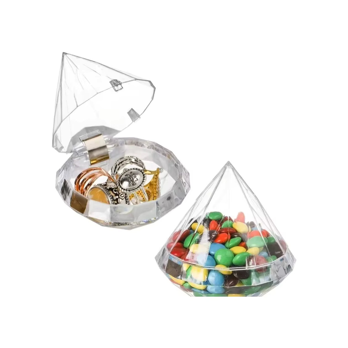 Handgefertigtes geometrisches Glas-Dekoelement in Diamantform, transparent, Höhe: 7 cm - Bild 5