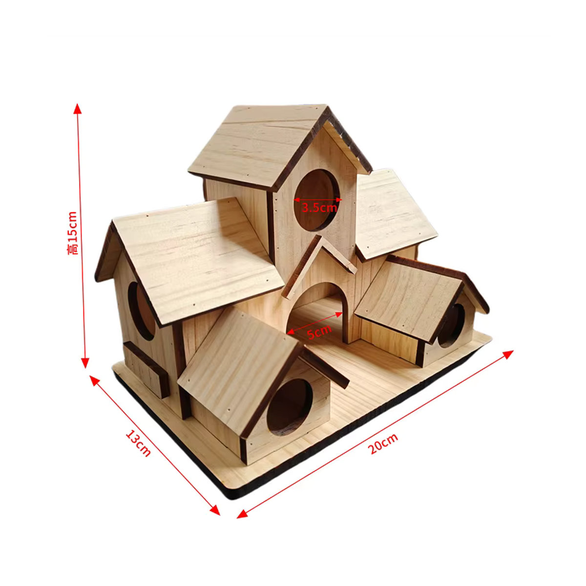 Handgefertigtes hängendes Vogelhaus aus Holz in Braun für Garten und Hinterhof - Bild 4