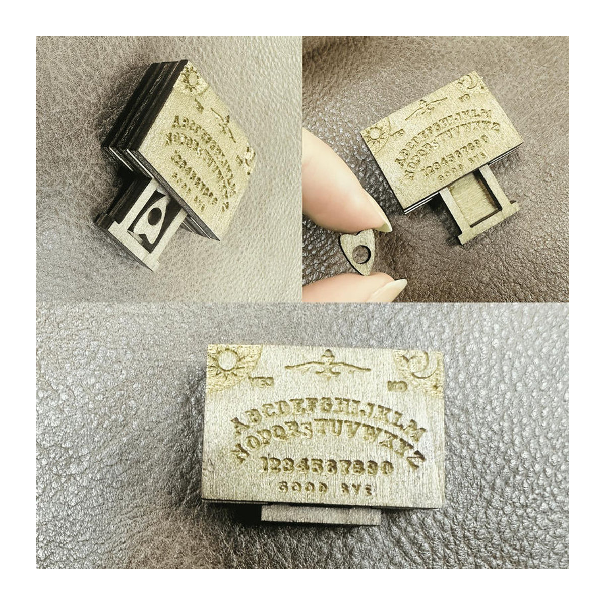 Handgefertigtes Mini Ouija-Brett aus Holz mit Schublade im Vintage-Design, braun, dekorativ für Halloween und Weihnachten - Bild 4